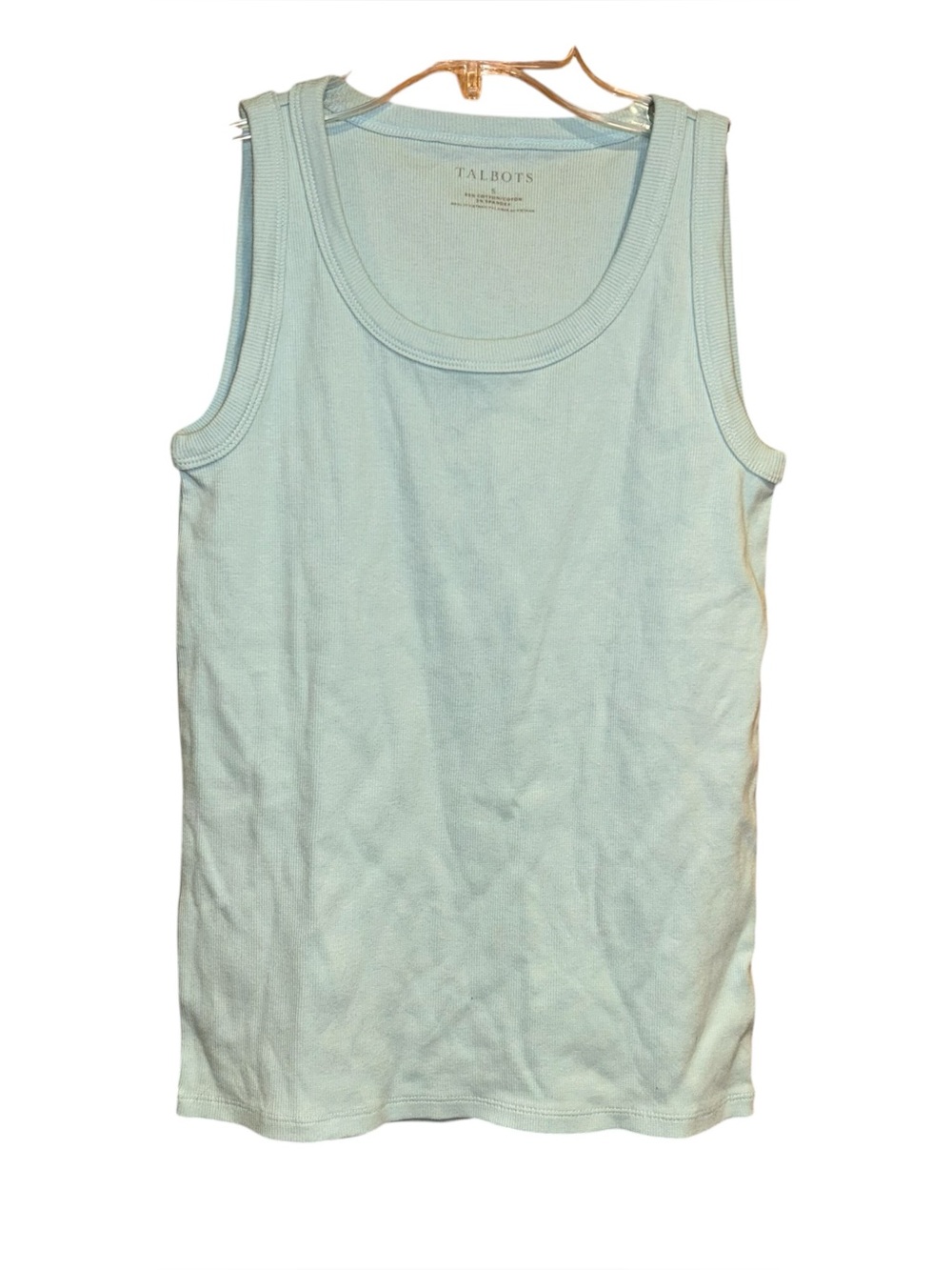 Talbots Ribbed Tank Top Women’s Small Light Blue Stretch Cotton Sleeveless Basic
